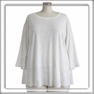 Soft Surroundings White Tunic Shirt 3/4 Sleeve Crew Neck Plus Size 3X